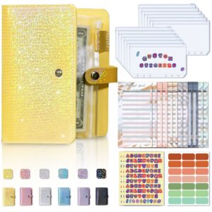 A6 / Soft surface-stars-yellow (skin 1 + zipper bag 12 + gold foil budget card 12 + sequins English 3+21 labels 1)