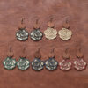 Wholesale Rose Flower Vintage Double Leather Wood Chip Earrings