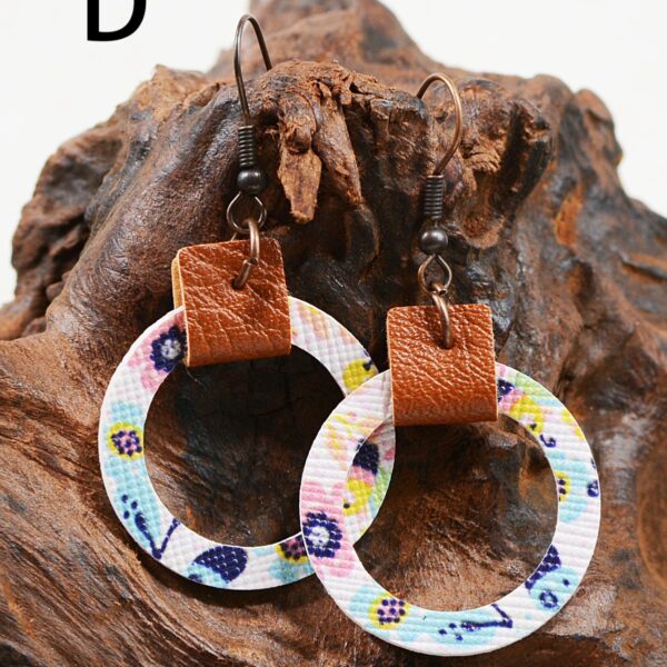 O1CN01IQ6PbF2HKyM4a5s0L_3294559133-0-cib Wholesale Flower Leopard Print Abstract Painting Graffiti Hollow Circular Leather Earrings