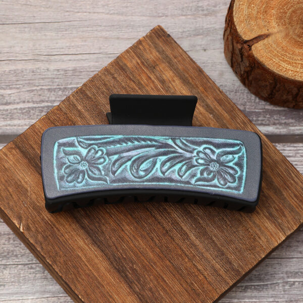 Wholesale Western Style Diamond Pattern Leather Hair Clip Shark Clip