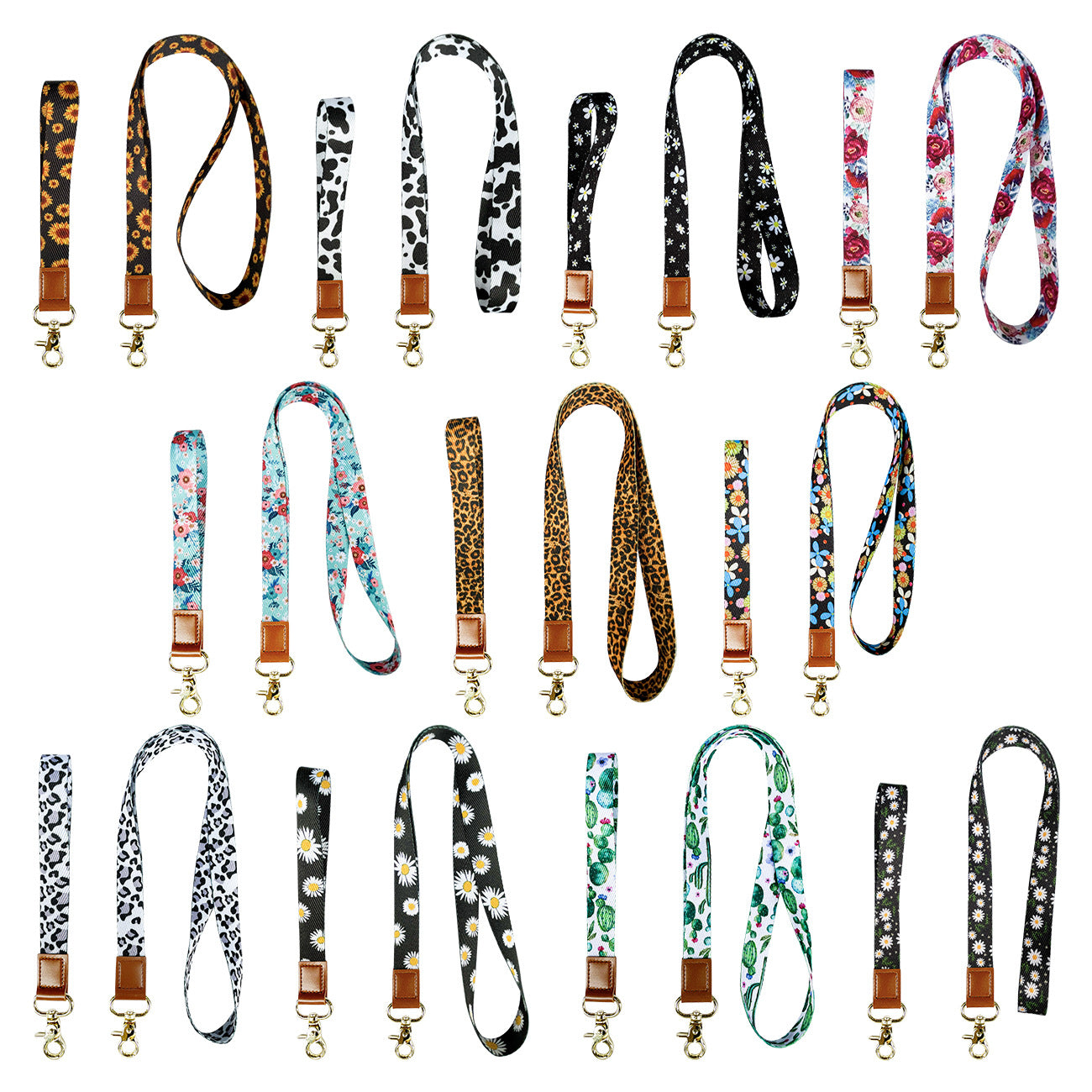 Wholesale lyester Leopard Lanyard Keychain