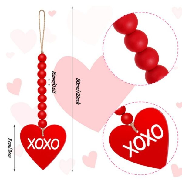 Wholesale Valentine's Day decoration wooden bead string heart-shaped wall decoration