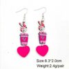 Wholesale Valentine's Day Pink Envelope Dwarf Rose Wooden Earrings
