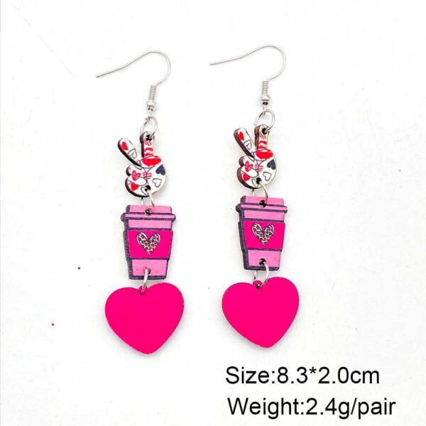 Wholesale Valentine's Day Pink Envelope Dwarf Rose Wooden Earrings