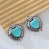 Wholesale Vintage Alloy Plated Antique Silver Inlaid Turquoise Love Earrings