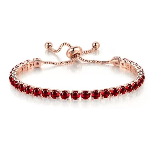 Wholesale 4mm round single row full diamond adjustable crystal tennis birthstone copper bracelet
