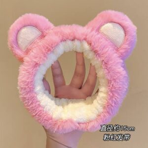 Hairband-pink strawberry bear