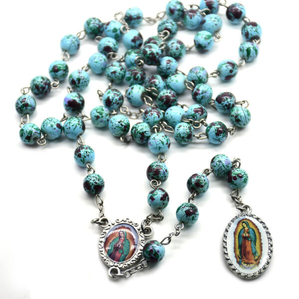 Wholesale Crucifix our lady of Guadalupe Rosary Beads Glass Necklaces