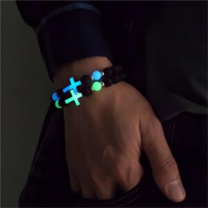 Wholesale Volcanic stone luminous multi-color cross bracelet