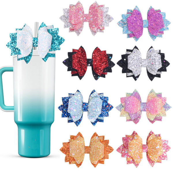 Wholesale Diy Flash Cloth Leather Bow Rubber Band Buckle Cup Straw Accessories