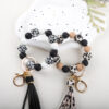 Wholesale Leopard Camo Octagonal Silicone Beaded Wrist Keychain