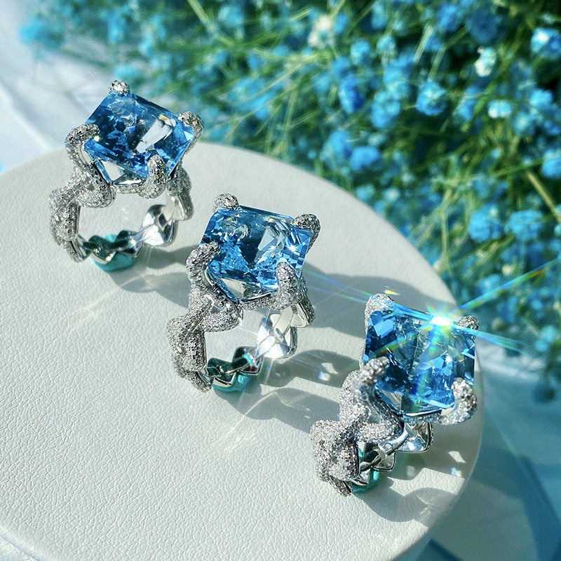 Wholesale Copper Natural Aquamarine Topaz Ring