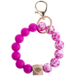 1 Rose Red Flower silicone bead lobster bracelet keychain