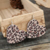 Wholesale Valentine's Day Leopard Heart Leather Earrings