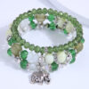 Wholesale Glass Bead Alloy Small Elephant Pendant Multilayer Bracelet