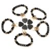 Wholesale Black Heart Leopard Pattern Silicone Beaded Wrist Key Chain