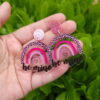 Wholesale Valentine's Day Pink Leopard Glitter Love Boots Rainbow Earrings