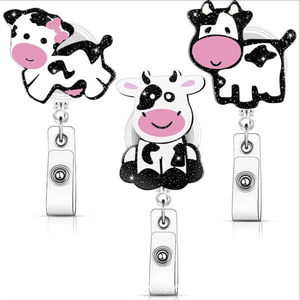 O1CN01IjbbsX1Q2UVxo2WxK_2213922901918-0-cib Wholesale Cow Badge Scroll Retractable Keychain