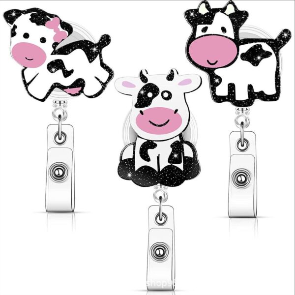 O1CN01IjbbsX1Q2UVxo2WxK__2213922901918-0-cib Wholesale Cow Badge Scroll Retractable Keychain