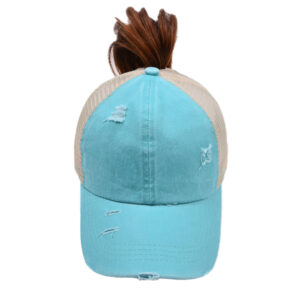 Water Blue-ponytail cap / Free size