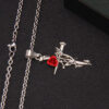 Wholesale gothic red rose cross vintage stainless steel necklace