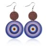 Wholesale Leopard Sunflower Eyes Round Leather Wood Earrings