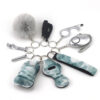 Wholesale Bottle Opener Whistling Hand Sanitizer Leather Case Wool Ball Key Chain Set
