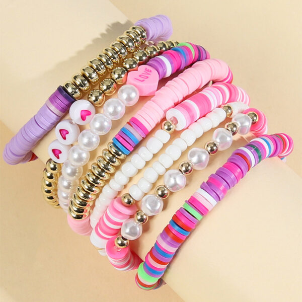 Wholesale Rainbow Pearl Soft Ceramic Bracelet Set