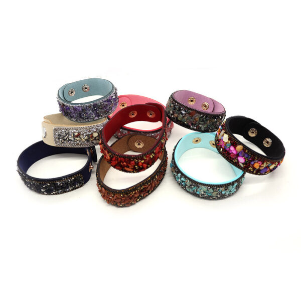 Wholesale Leather Inlaid Gravel Bracelet