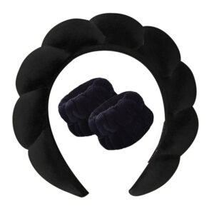 Gold velvet black headband + 2 wrist straps (stitched interface)