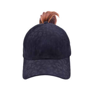 Black-leopard print ponytail hat / Free size