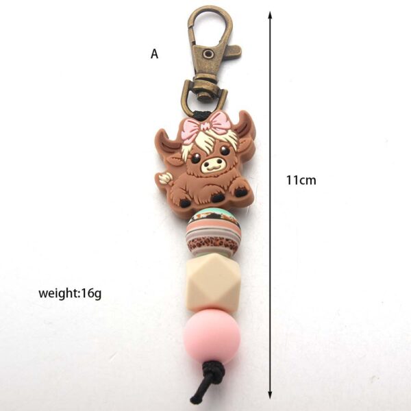 Wholesale Cartoon Yak Silicone Bead Keychain