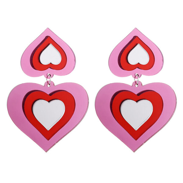 Wholesale Gradient 3D Heart Acrylic Earrings