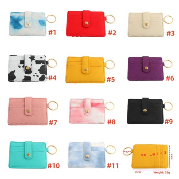 Wholesale PU Cow Pattern Solid Color Card Holder Keychain