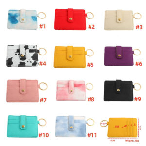 Wholesale PU Cow Pattern Solid Color Card Holder Keychain