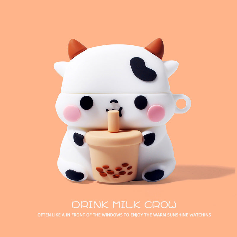 Wholesale of Cute Dairy Cows Airds Silicone Earphone Case