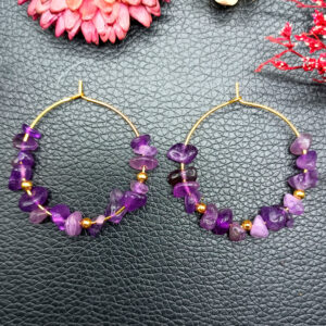 Amethyst gold earring + gold beads