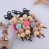 Wholesale Silicone Rose Wood Beads Beaded Keychain