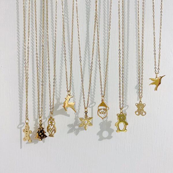 Wholesale Christmas Series Titanium Steel 18K Gold Necklace Clavicle Chain