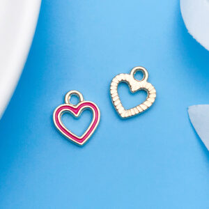 1 oil drop rose peach love-shaped frame 10x12mm-17559-0.5g