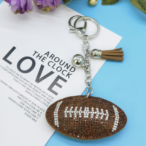 Wholesale Zinc Alloy Diamond Rugby Keychain