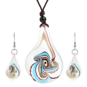 Cotton rope necklace set blue