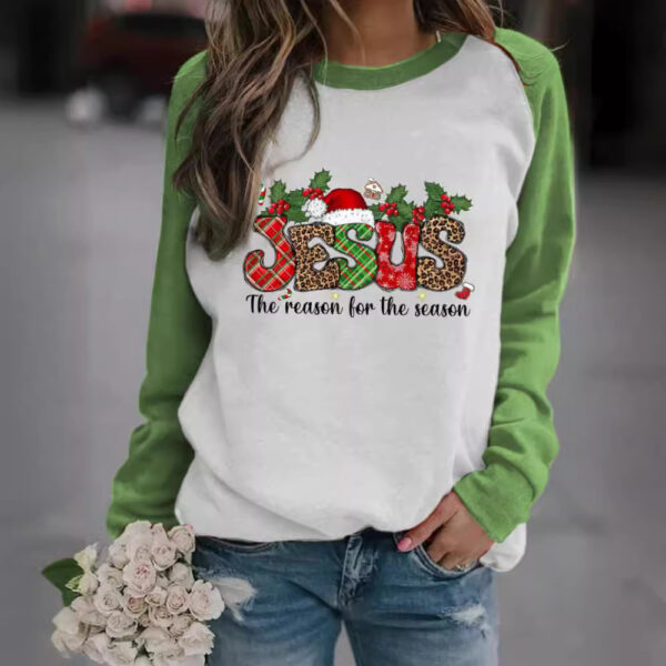 Wholesale Spandex T-shirts Korean Version Loose Casual Pullover Bottoms Christmas Tree Series