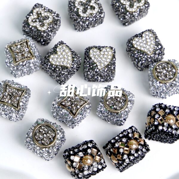 Wholesale Valentine's Day Black Square Acrylic Sugar Beads