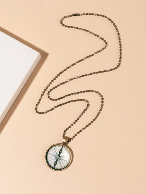 Wholesale Vintage Compass Time Gemstone Alloy Necklace