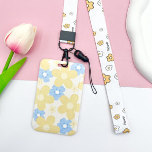 Five-leaf flowers-yellow and blue + white flowers long lanyard