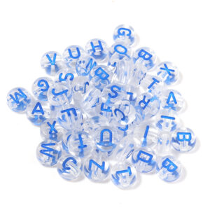 White bottom plus blue word mixed / (100 pcs/pack) diameter is about 7mm, thickness is about 4mm, hole diameter is about 1.5mm, 100pcs per pack