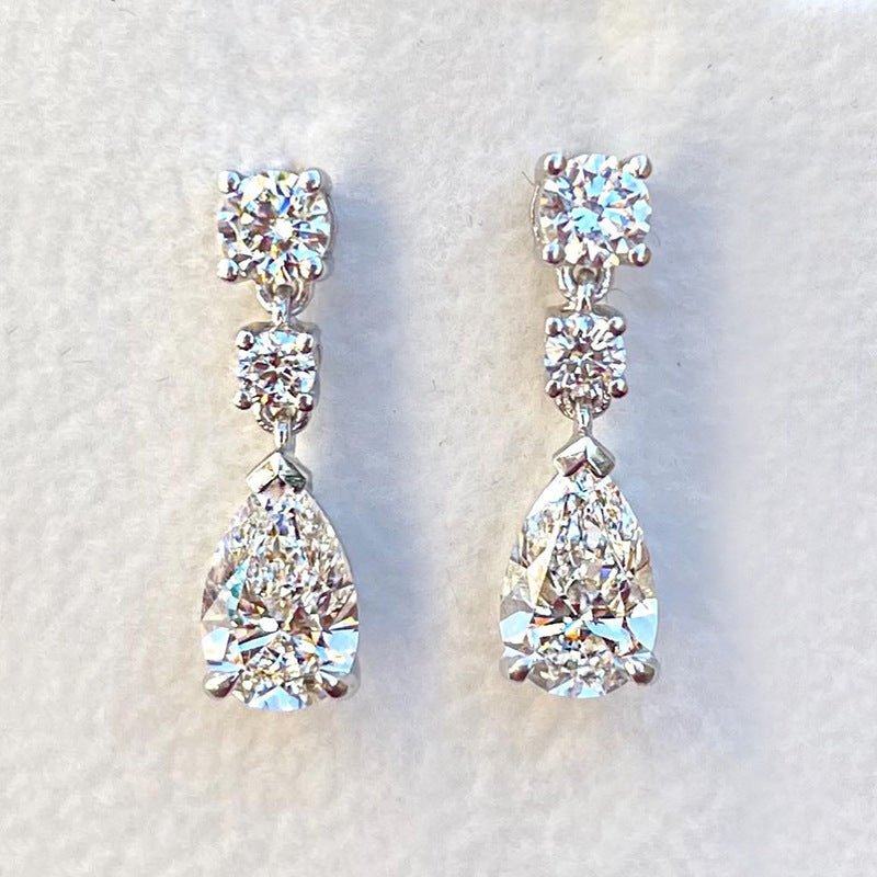 Wholesale Water op Micropaved Pear Shaped Zircon Copper Earrings
