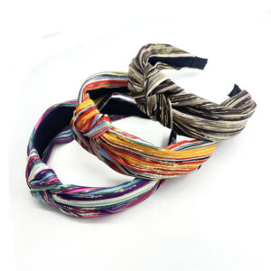 Wholesale New Style Headband Retro Ethnic Style Knotted Striped Color Matching Wide Brimmed French Headband