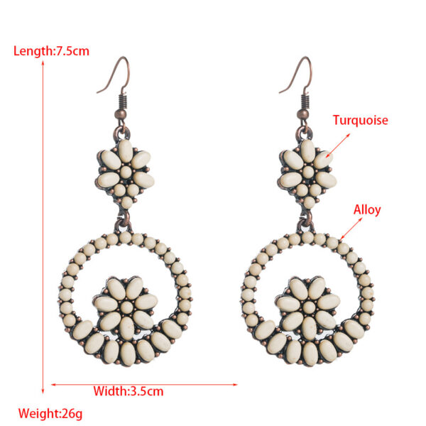 Wholesale of Western Wind Turquoise Round Alloy Earrings